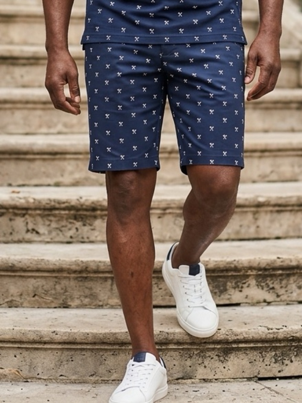 NWT Walter Hagen Navy Blue Palm Club Print Golf Casual 10” Shorts  - Size 42